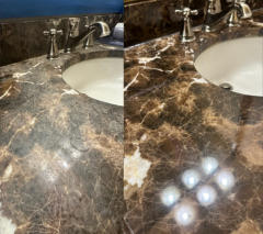 Water rings on marble countertop repolished.