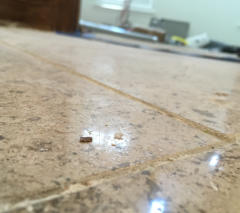 Stone lippage close up