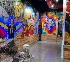 Large grinder grinding travertine tiles