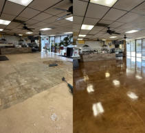Before and after removing vct and staining concrete.